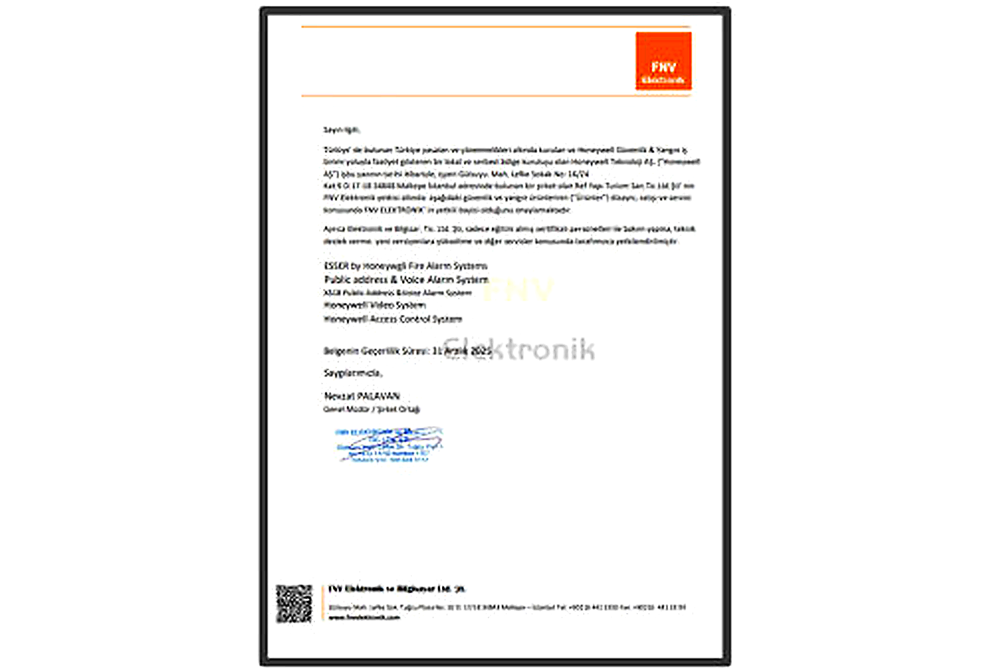 FNV Elektronik FNV Elektronik yetkilendirme belgesi