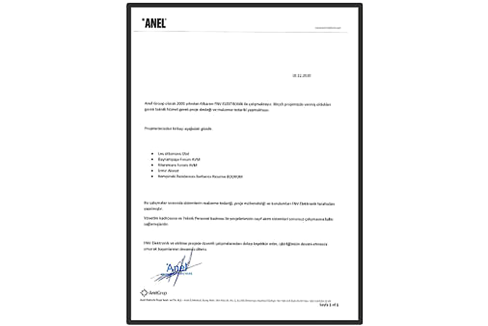 Anel Group referans mektubu